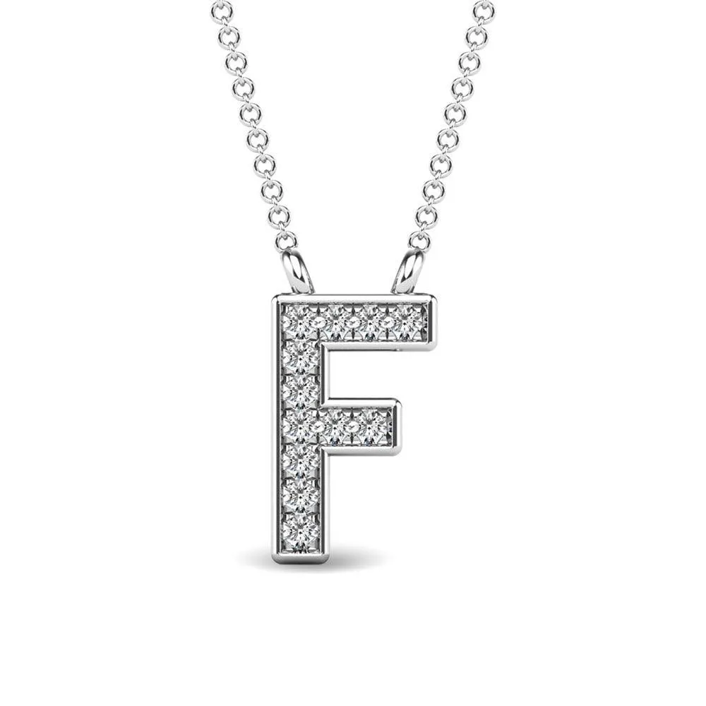 Diamond 1/20 Ct.Tw. Letter F Pendant in 10K White Gold