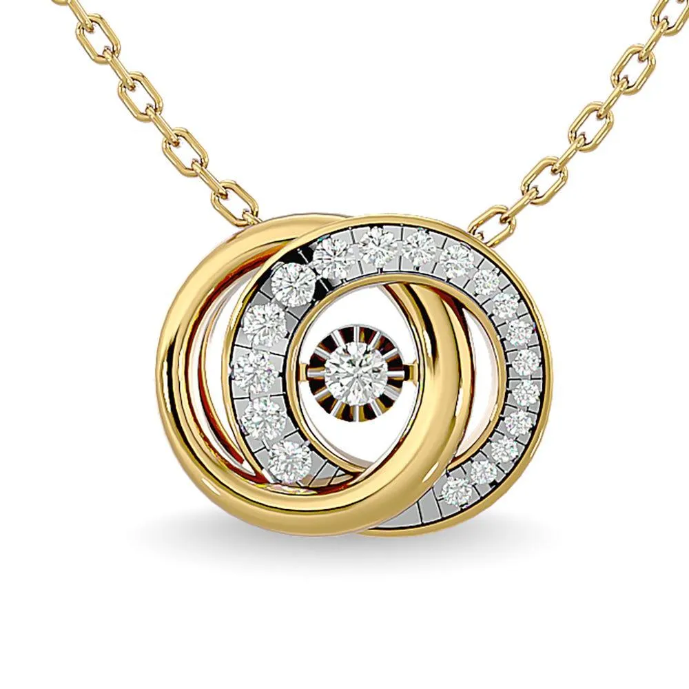 Diamond 1/4 Ct.Tw. Interlinked Circle Pendant in 14K Yellow Gold