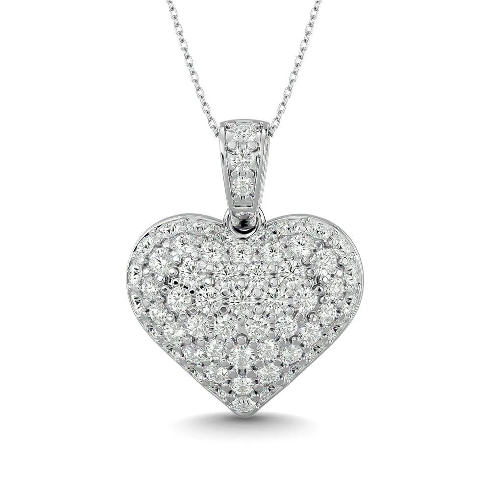 Diamond 2 ct tw Heart Pendant in 10K White Gold