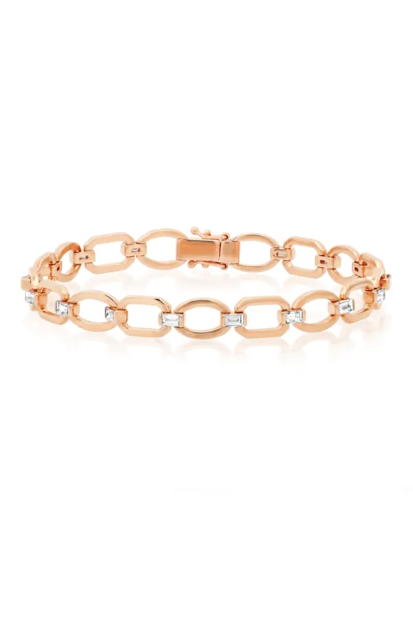 Diamond Baguette Flat Link Bracelet