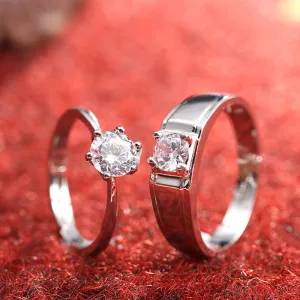 Diamond Simulation Couple's Ring Moissanite