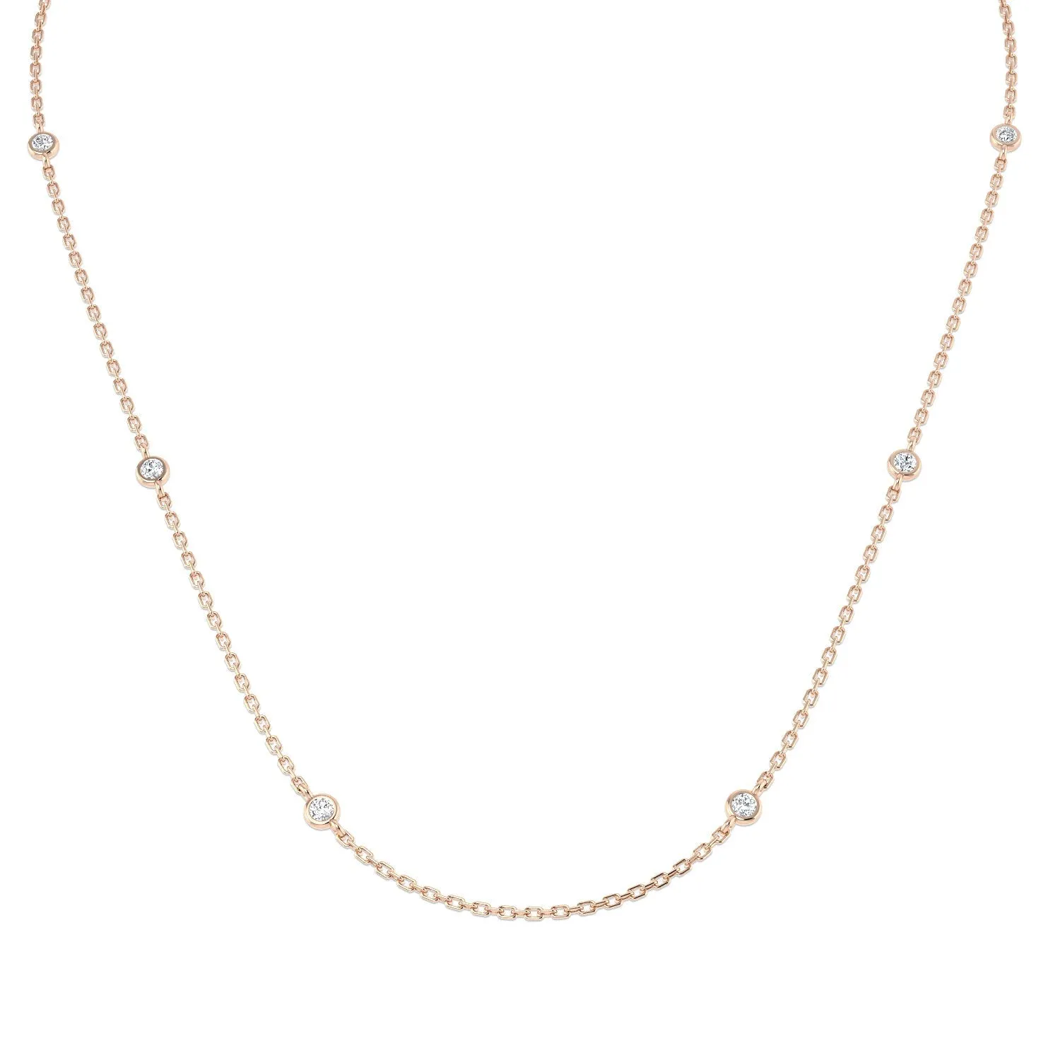 Diamond Yard Necklace 24 Inch 0.50ct F-VS Quality in 18k Rose Gold