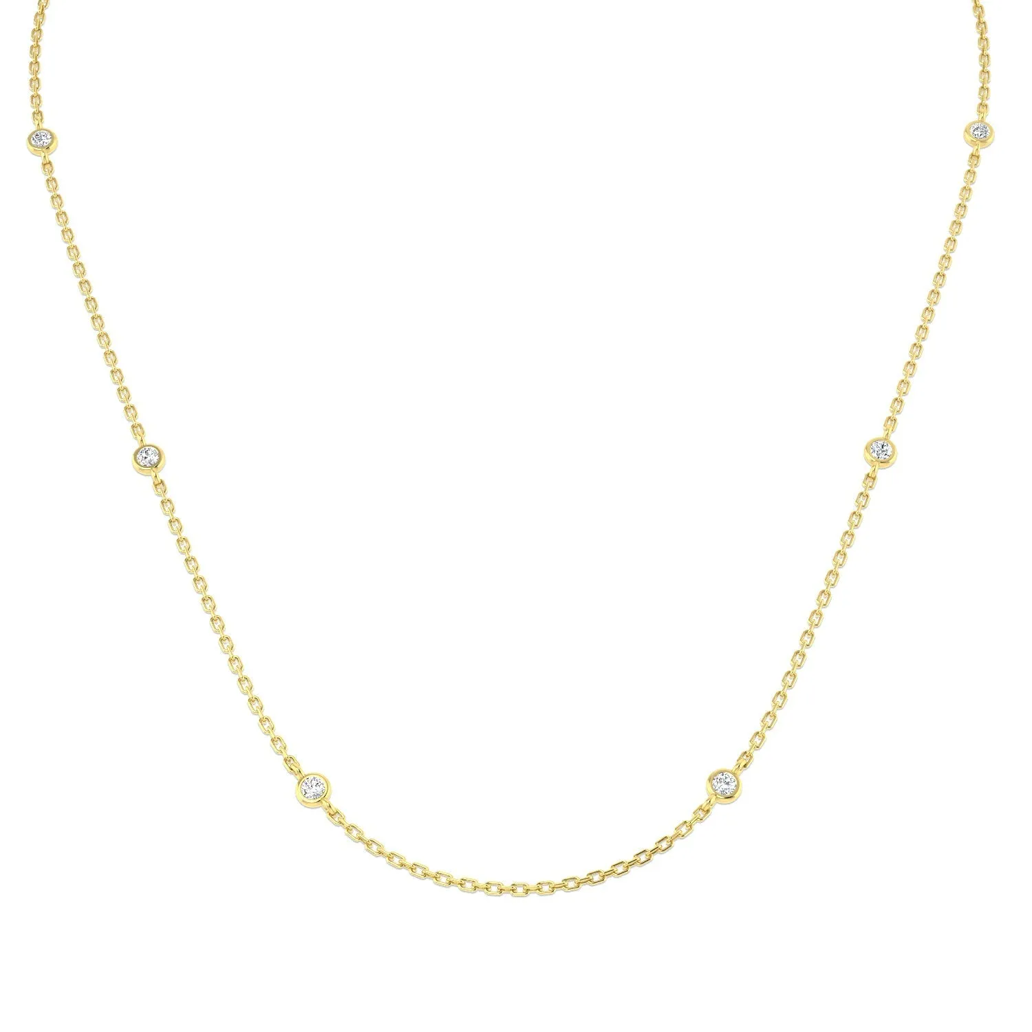 Diamond Yard Necklace 24 Inch 1.00ct F-VS Quality in 18k Yellow Gold