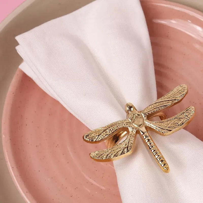 Dragonfly Gold Elegant Napkin Rings | Set of 4 , 6