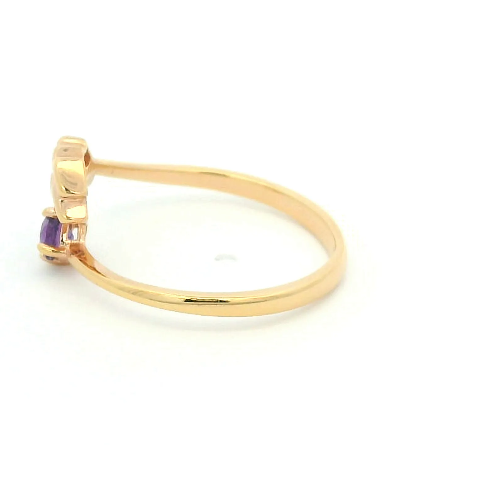 Elegant 10K Rose Gold Aquarius Ring with Amethyst