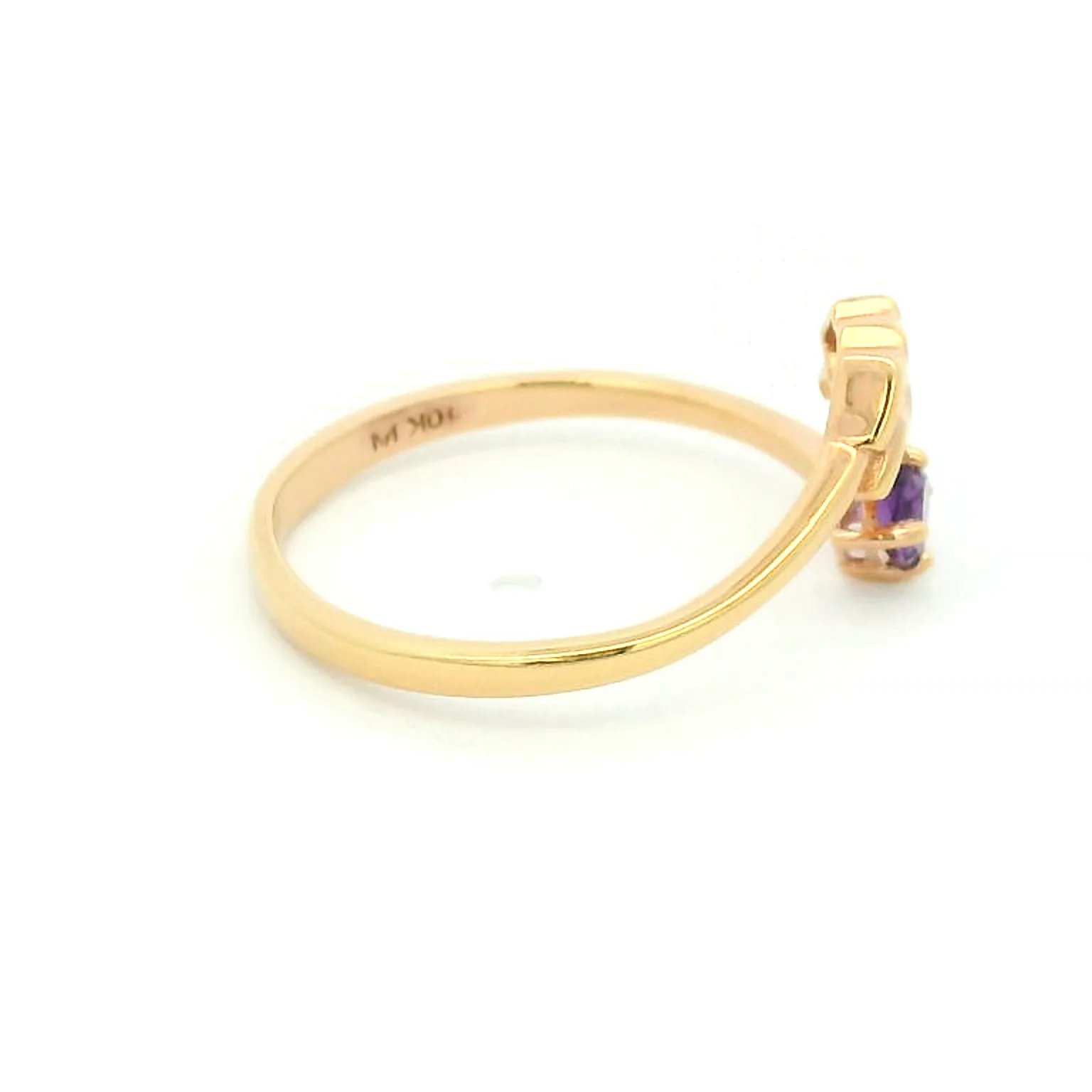 Elegant 10K Rose Gold Aquarius Ring with Amethyst