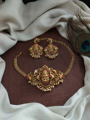 Elegant Devotional Small Lakshmi Choker Set