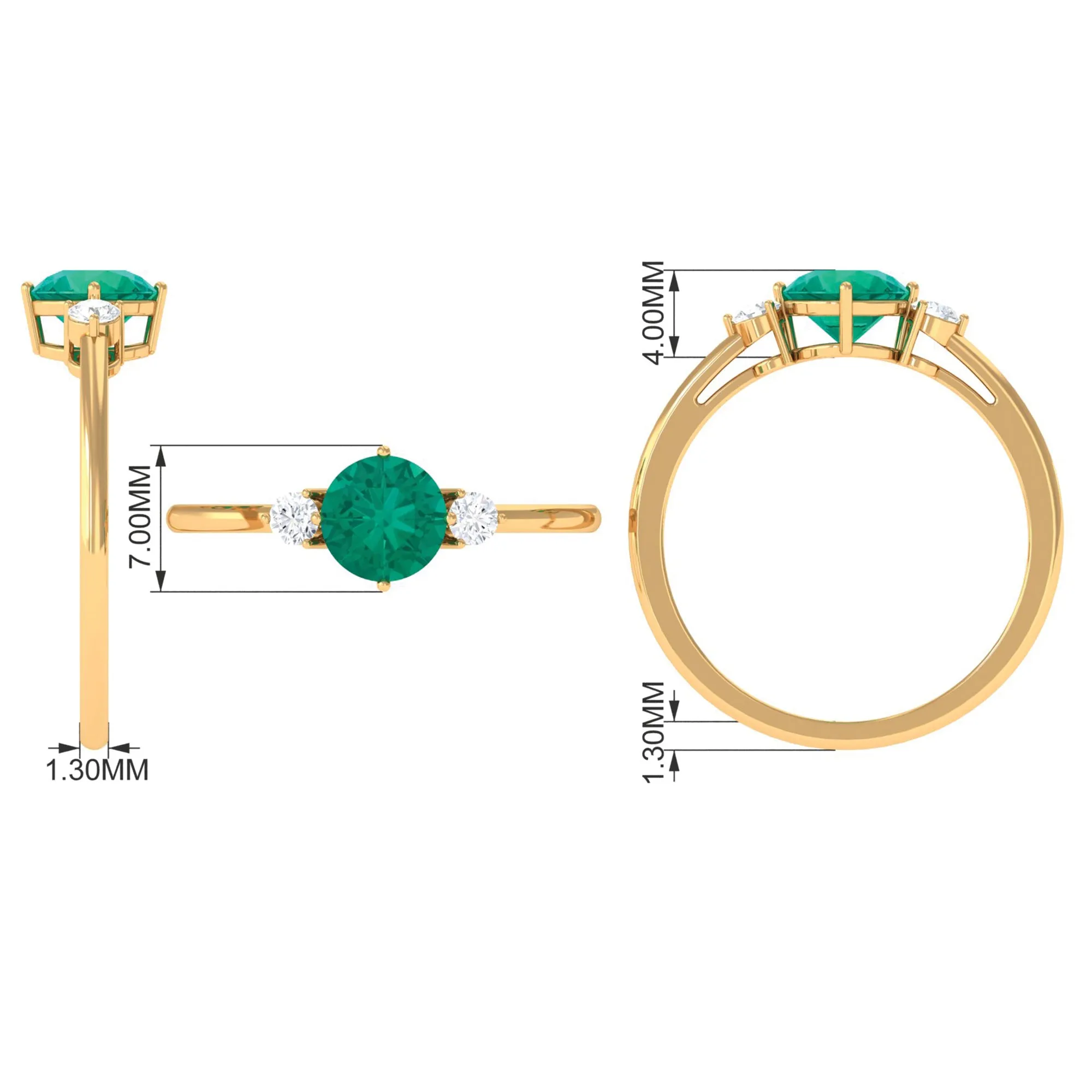 Emerald and Diamond Minimal Promise Ring