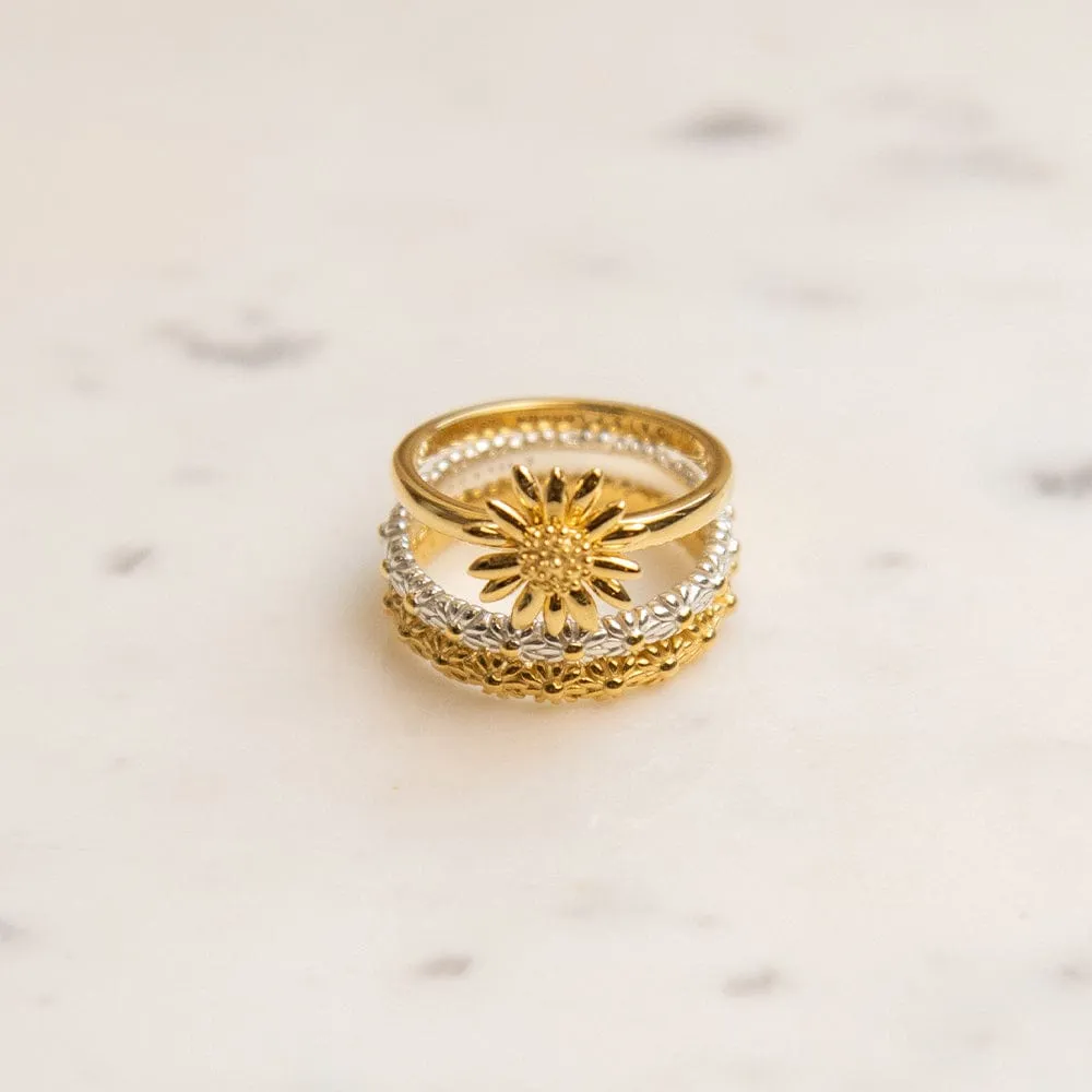 English Daisy Ring 18ct Gold Plate