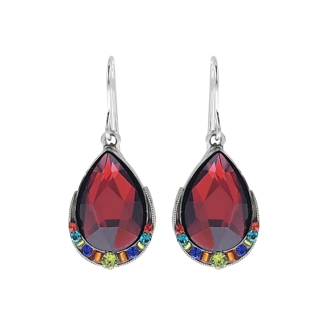 Firefly Mosaic Bold Ruby Red Teardrop Earrings