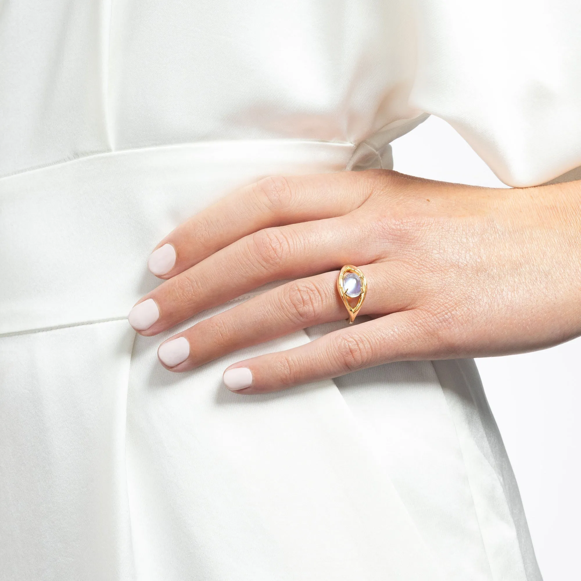 Fluid Evil Eye Moonstone Ring