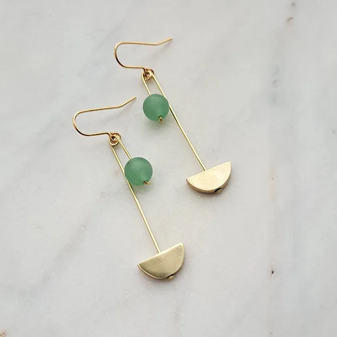 Form Coiled Brass, Crescent & Bead Earrings | by brass bold