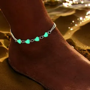 Glow-in-the-Dark Hearts Charming Anklet