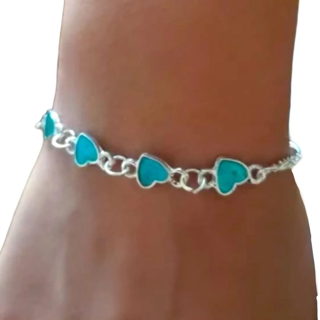 Glow-in-the-Dark Hearts Charming Anklet