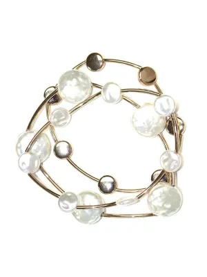 Gold & Freshwater Pearl Stretch Bracelet Set