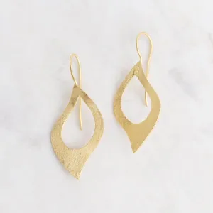 Gold Curved Open Teardrop Earrings