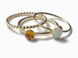 Gold Opal Citrine Rings | Gold Stacking Rings