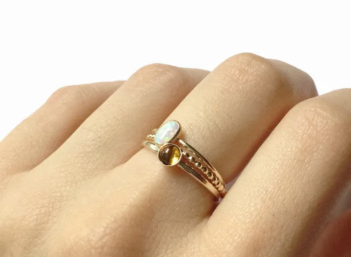 Gold Opal Citrine Rings | Gold Stacking Rings