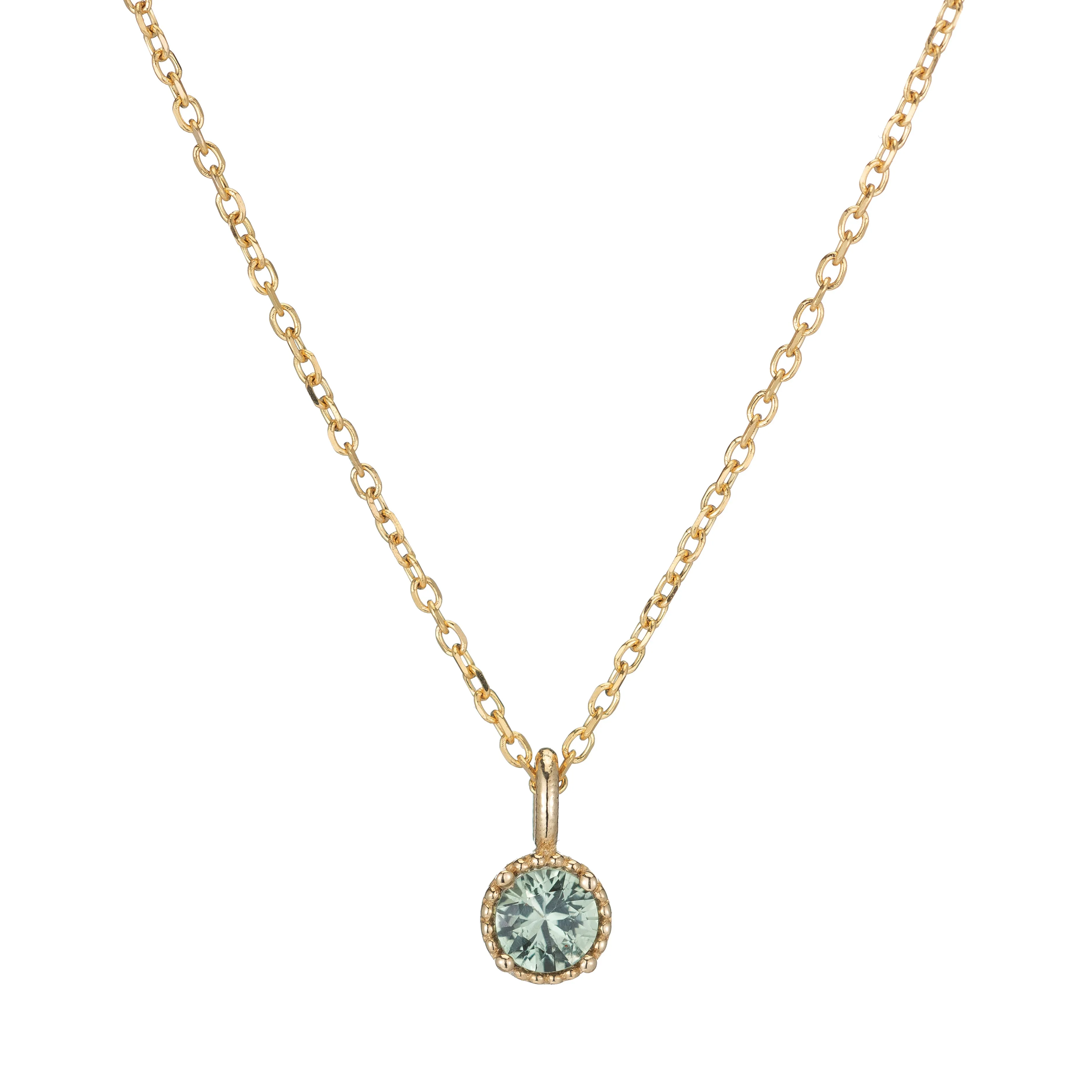 Green Sapphire Milgrain Necklace