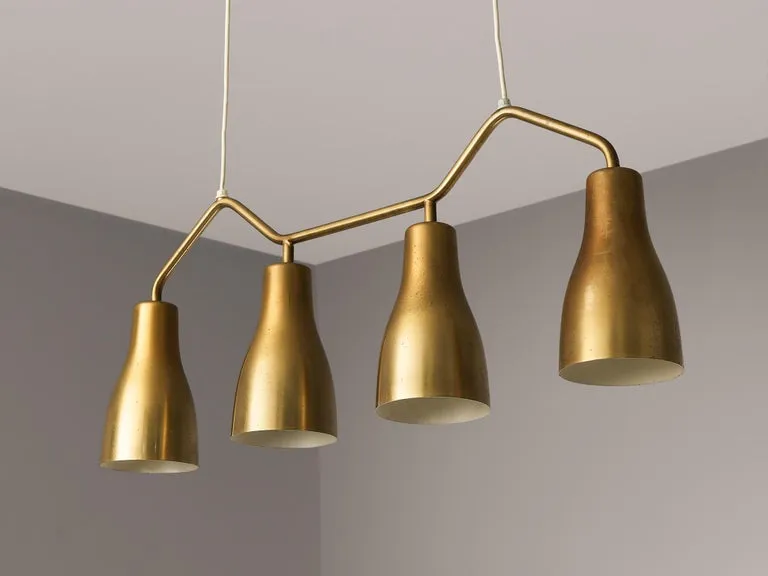 Hans Bergström for Ateljé Lyktan Chandelier in Brass