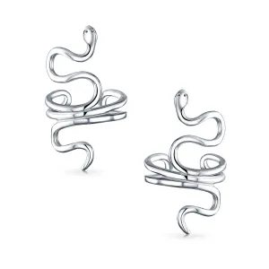 Helix Climber Snake Ear Cuff Cartilage Earrings Non-Pierced Sterling Silver Pair