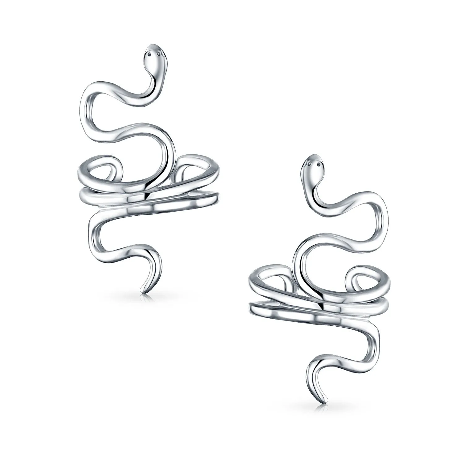 Helix Climber Snake Ear Cuff Cartilage Earrings Non-Pierced Sterling Silver Pair