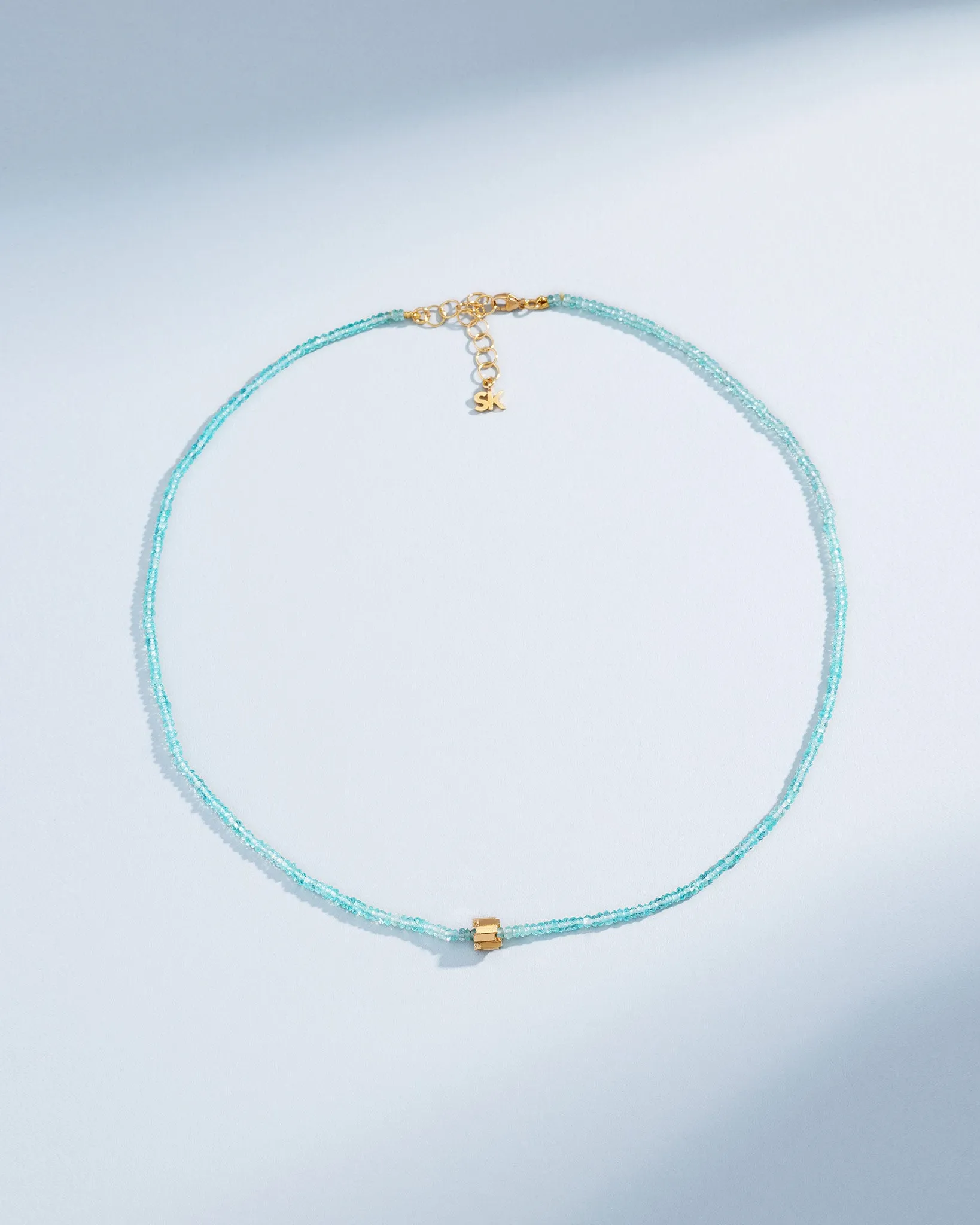 Infinite Beaded Apatite & Mini Golden Rondelle Necklace