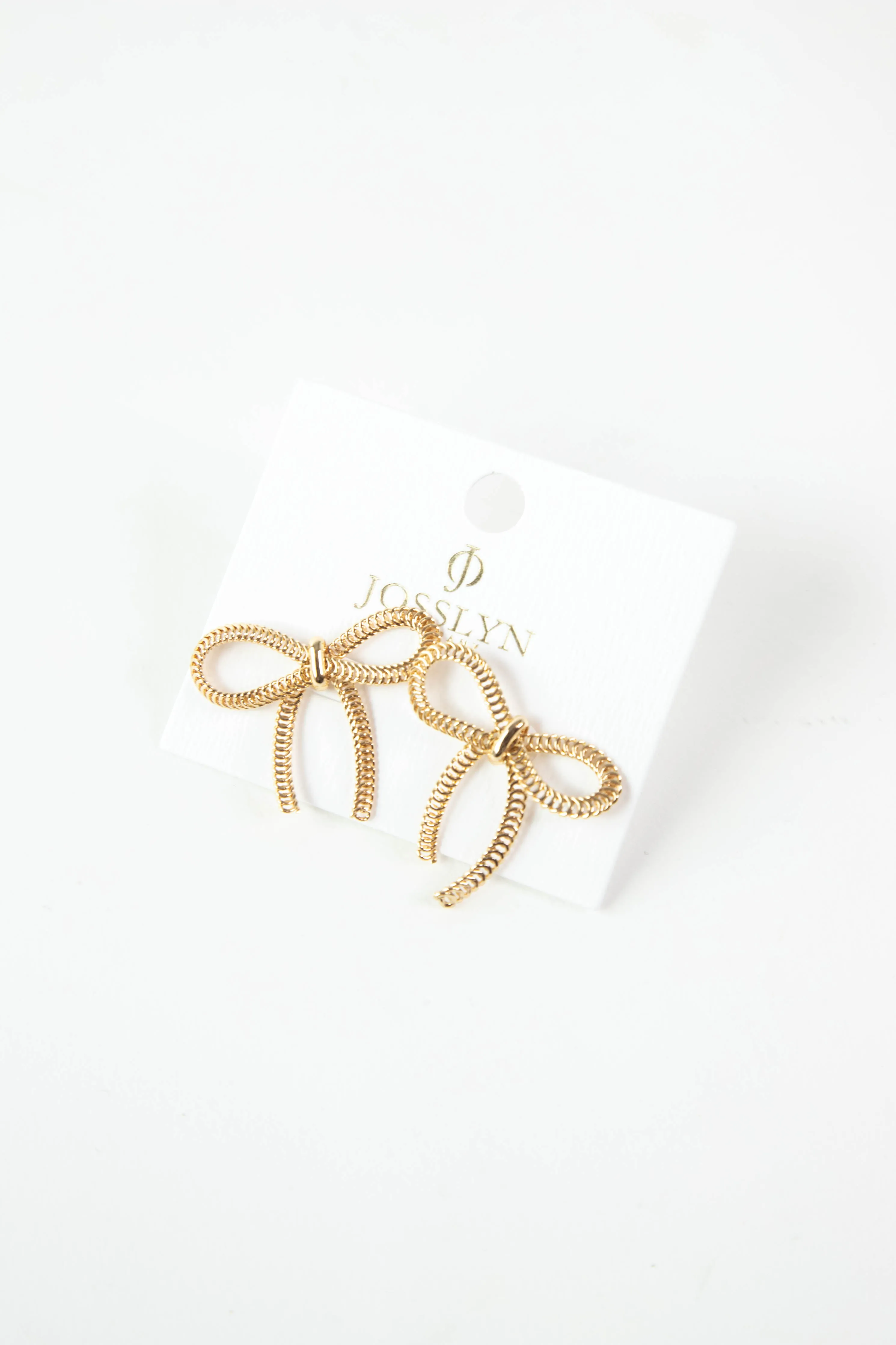 Laci Delicate Wire Bow Earrings, Gold