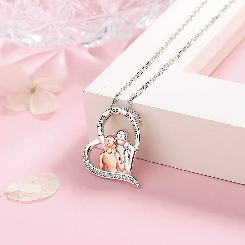 Love Heart Couples Necklace Lovers parents Jewelry to My Wife Mother Birthday