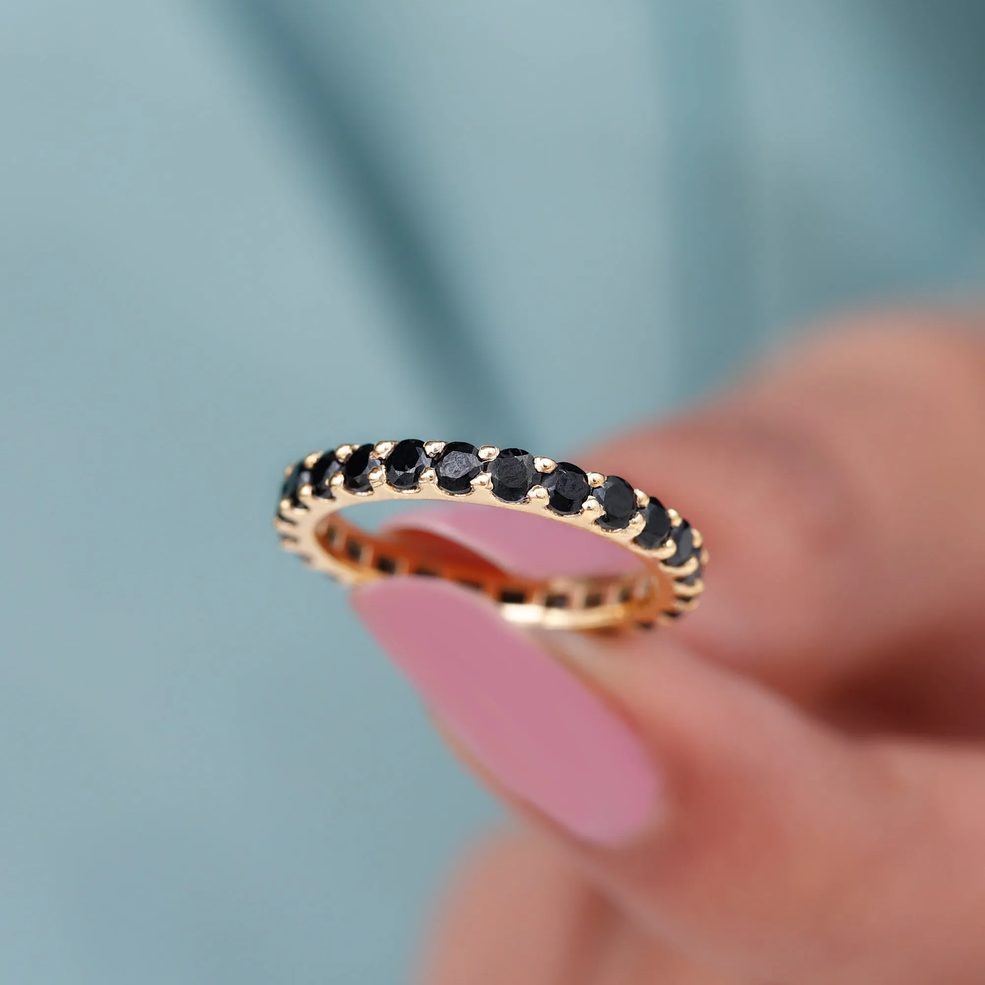 Minimal Black Onyx Eternity Ring