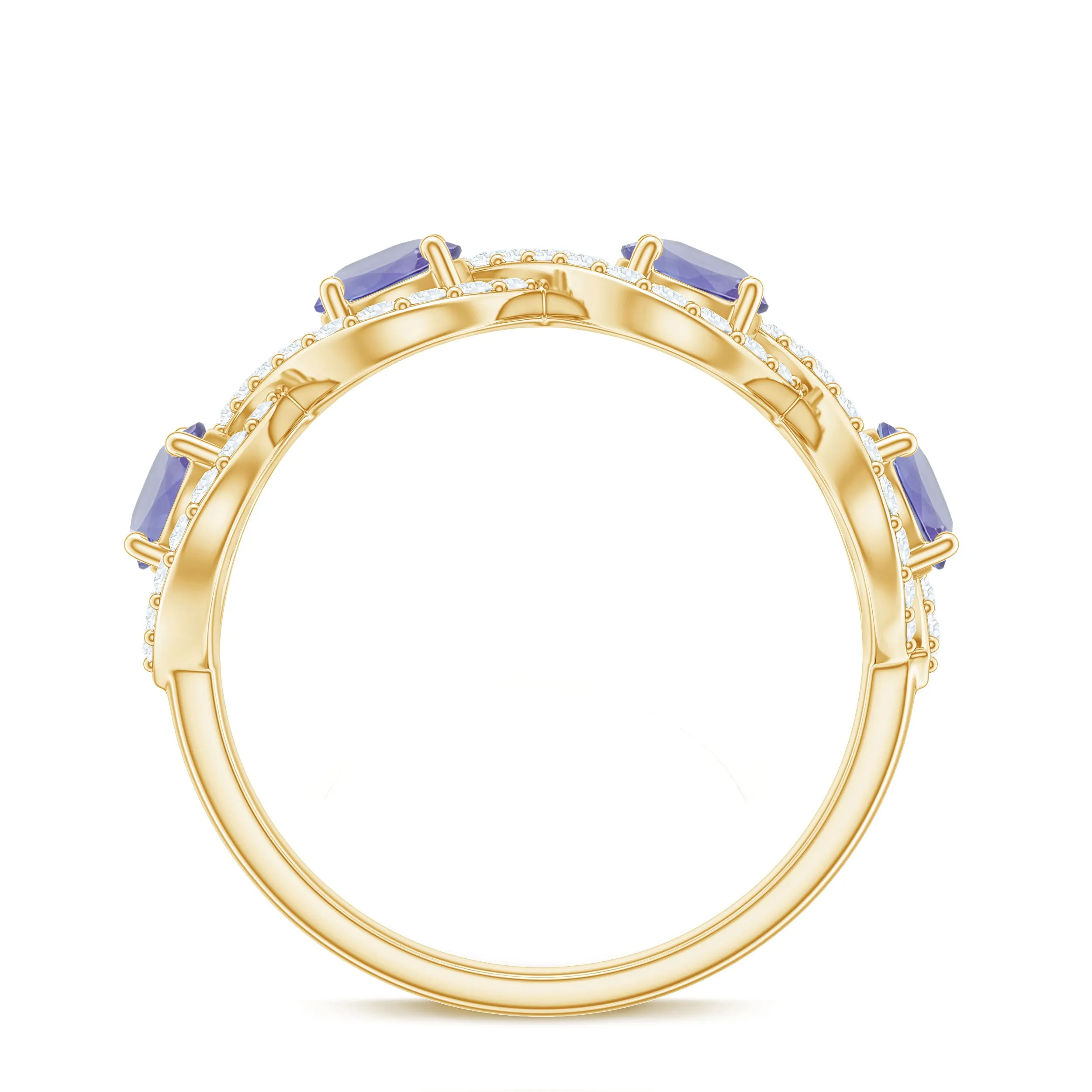 Minimal Braided Half Eternity Ring with Tanzanite and Diamond