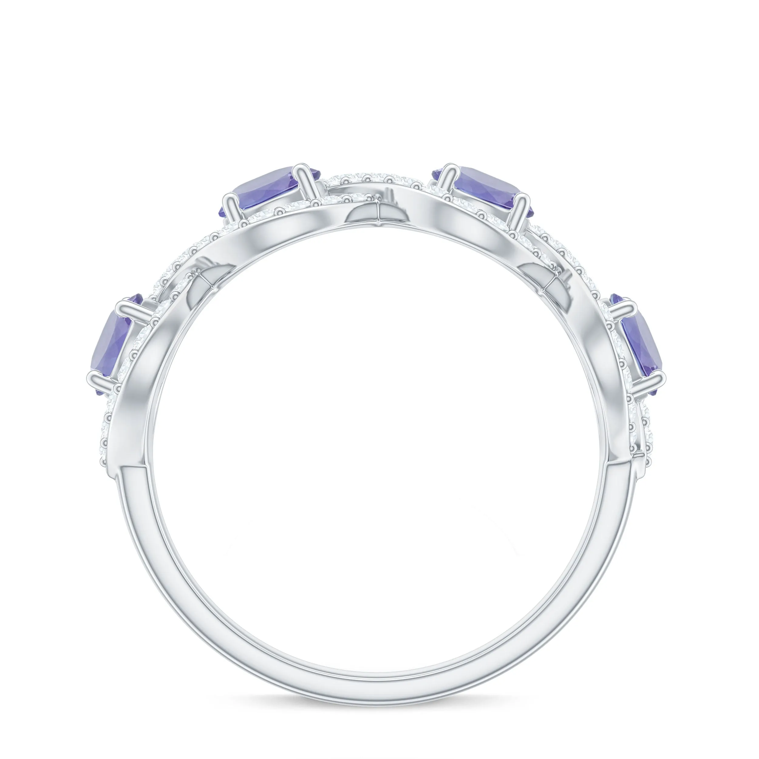 Minimal Braided Half Eternity Ring with Tanzanite and Diamond