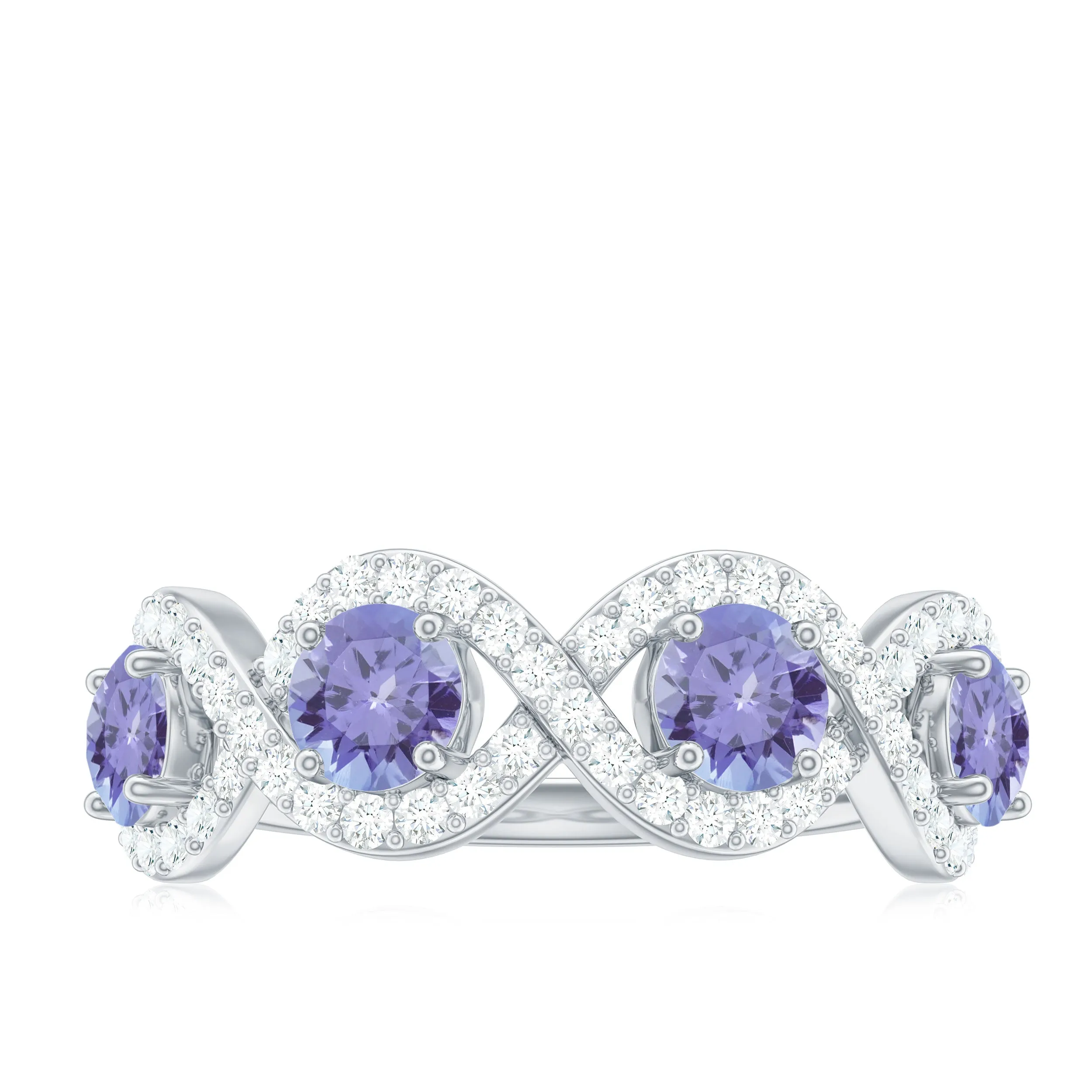 Minimal Braided Half Eternity Ring with Tanzanite and Diamond