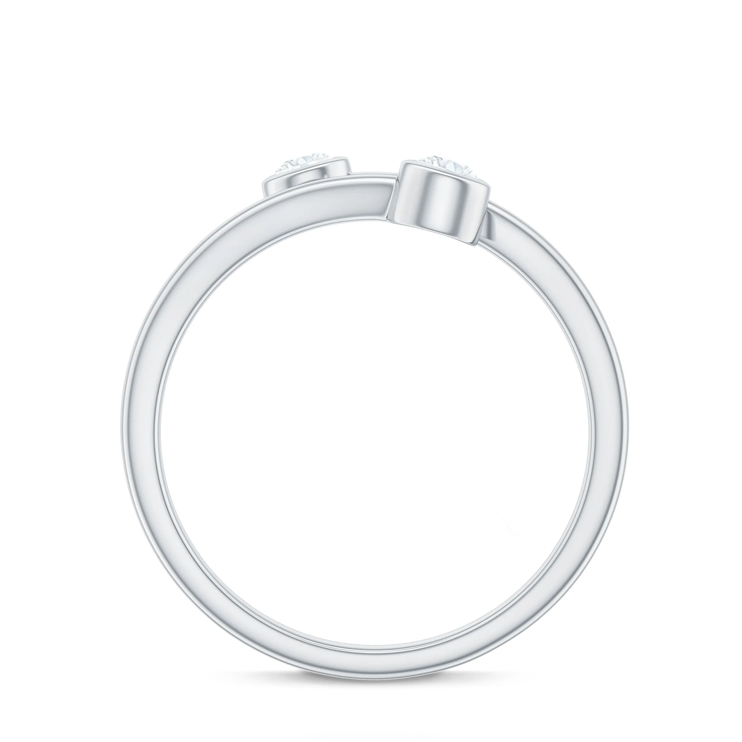 Minimal Diamond Two Stone Wrap Ring in Bezel Setting