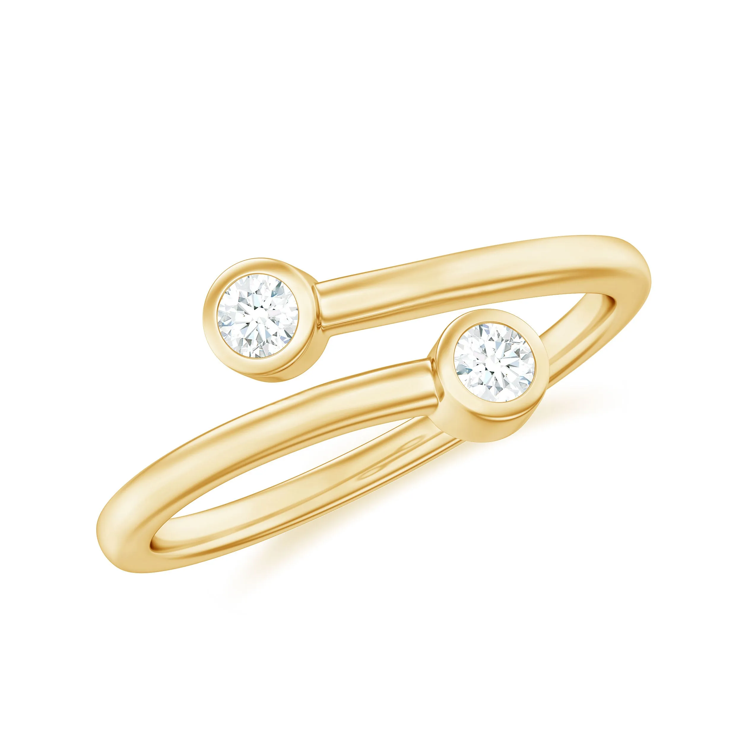 Minimal Diamond Two Stone Wrap Ring in Bezel Setting