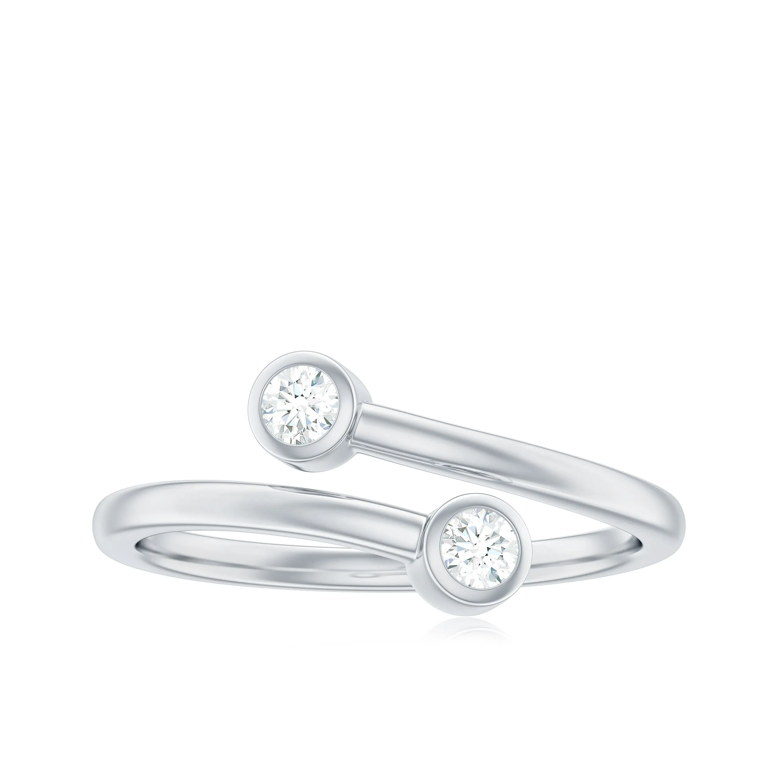 Minimal Diamond Two Stone Wrap Ring in Bezel Setting