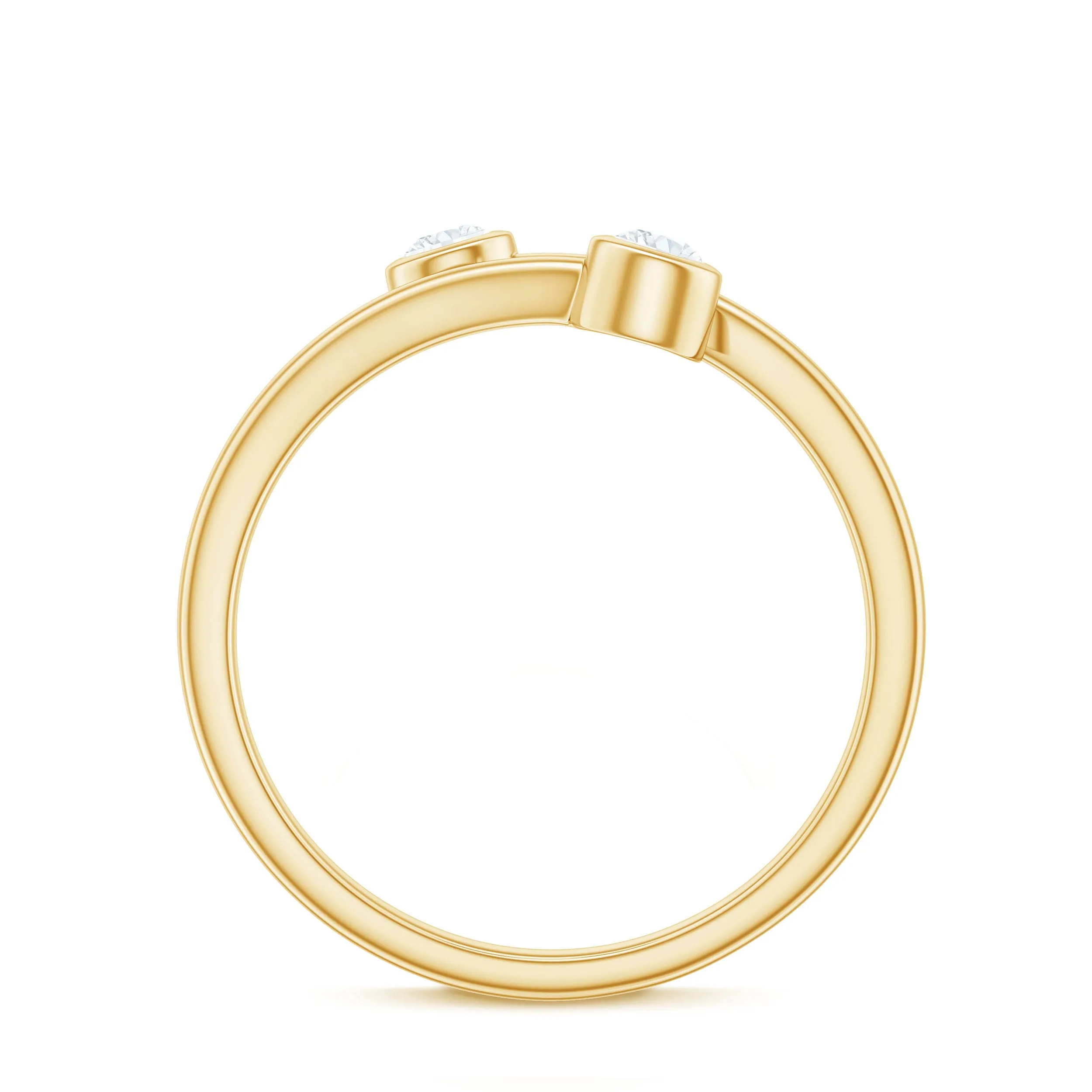 Minimal Diamond Two Stone Wrap Ring in Bezel Setting