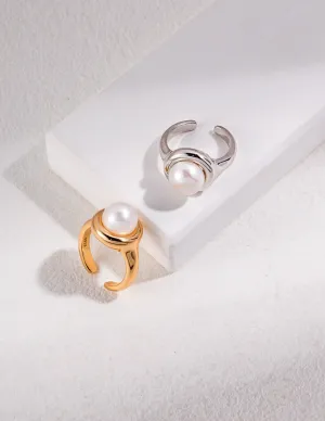 Minimal Freshwater Pearl Open Ring