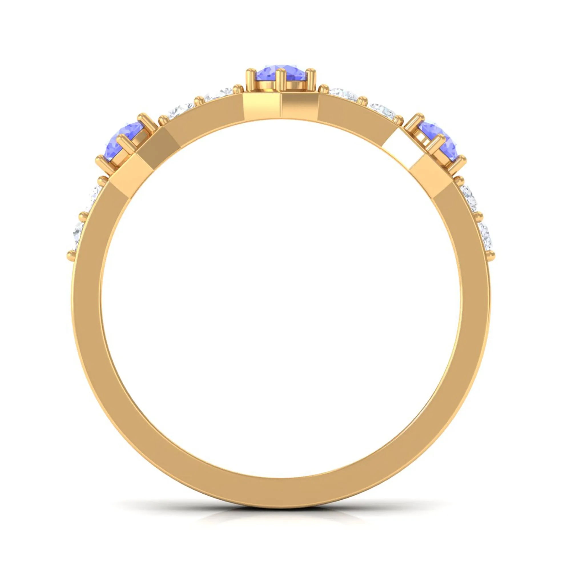 Minimal Half Eternity Ring with Tanzanite and Diamond