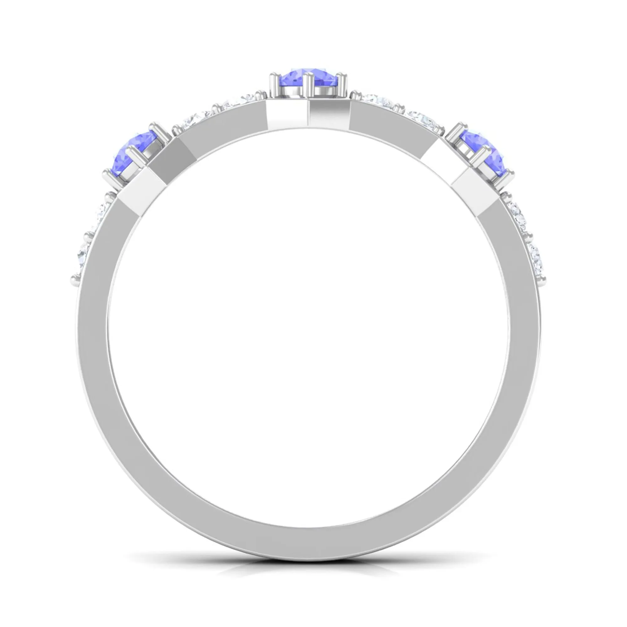 Minimal Half Eternity Ring with Tanzanite and Diamond