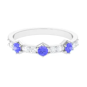 Minimal Half Eternity Ring with Tanzanite and Diamond