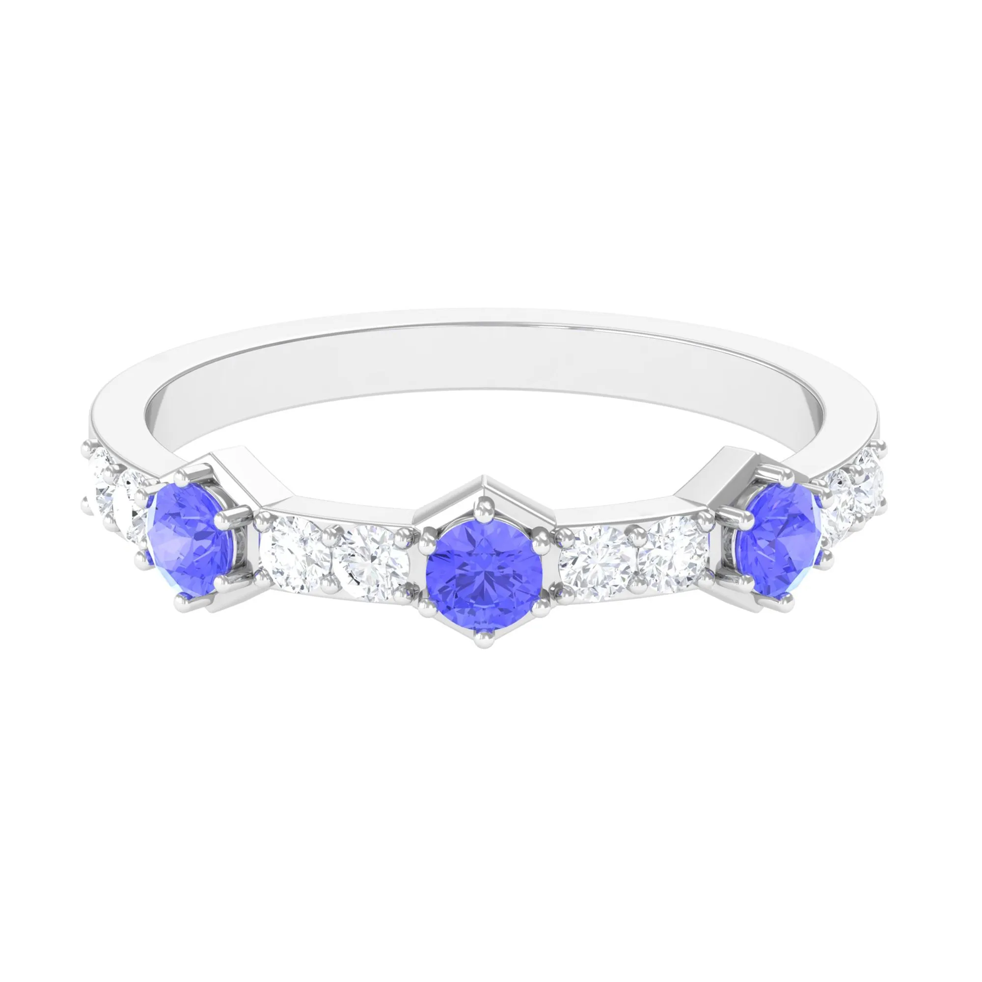 Minimal Half Eternity Ring with Tanzanite and Diamond