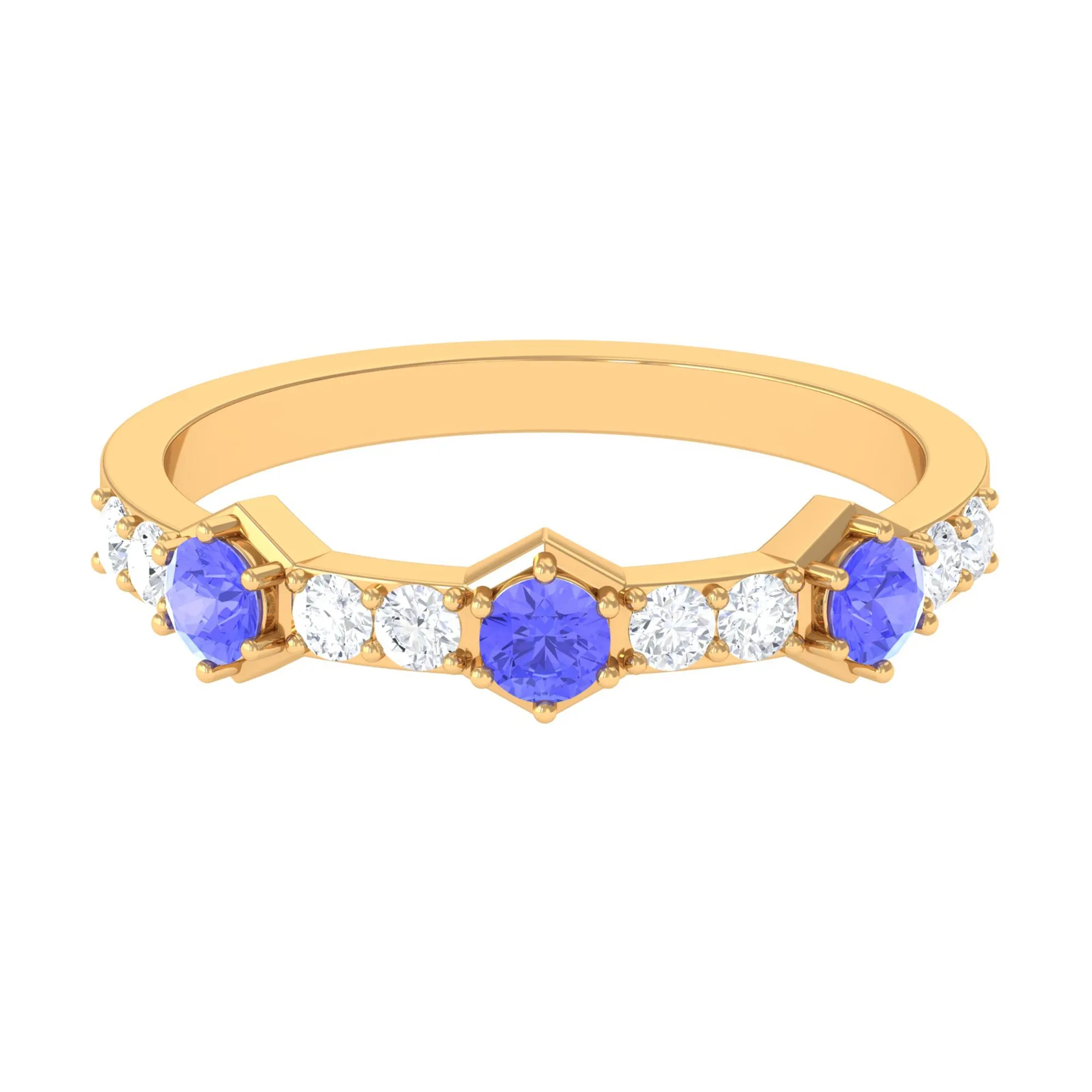 Minimal Half Eternity Ring with Tanzanite and Diamond