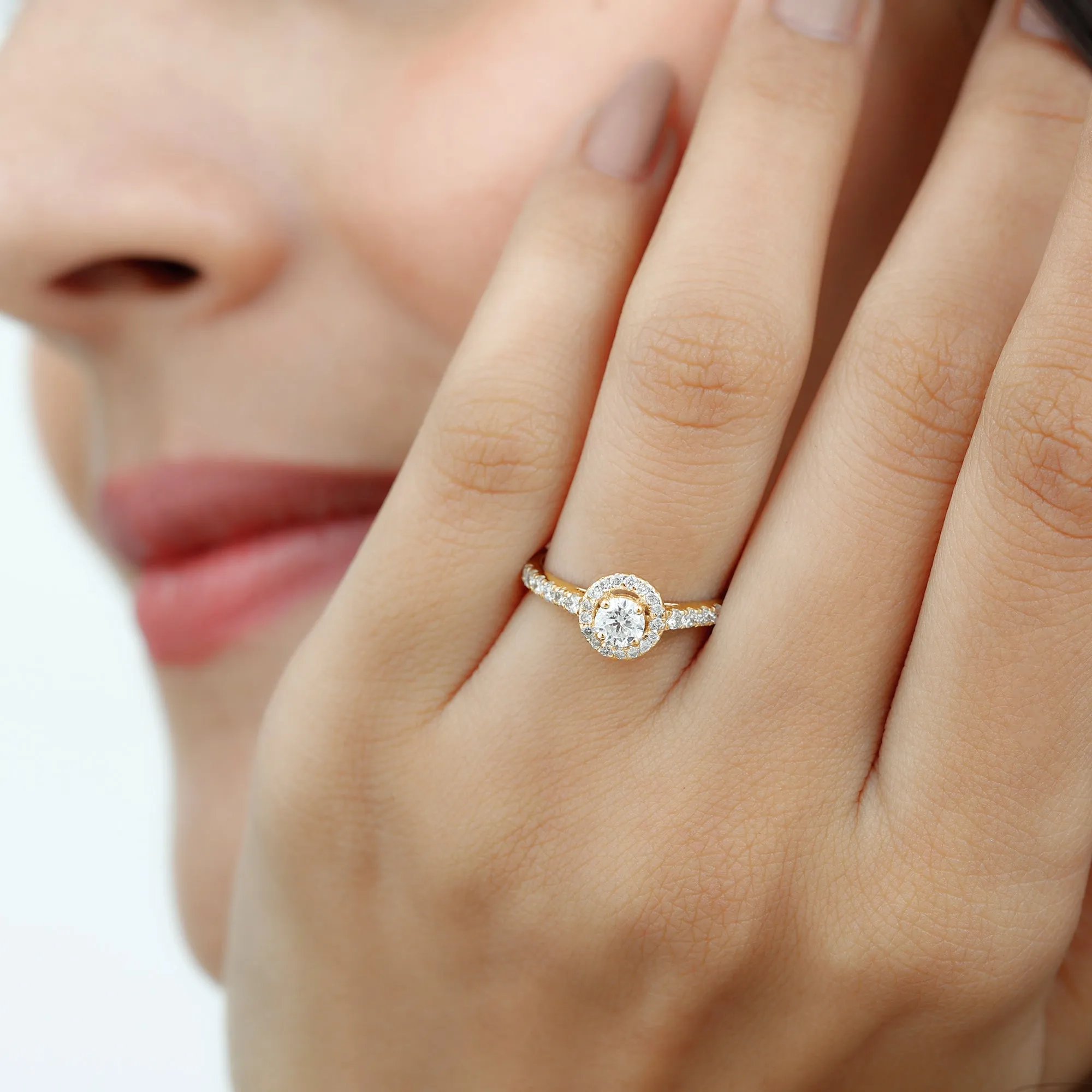 Minimal Lab Grown Diamond Promise Ring with Halo