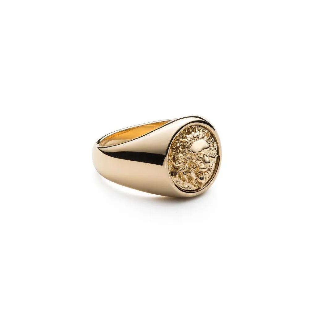 MINIMAL LION HEAD SIGNET RING