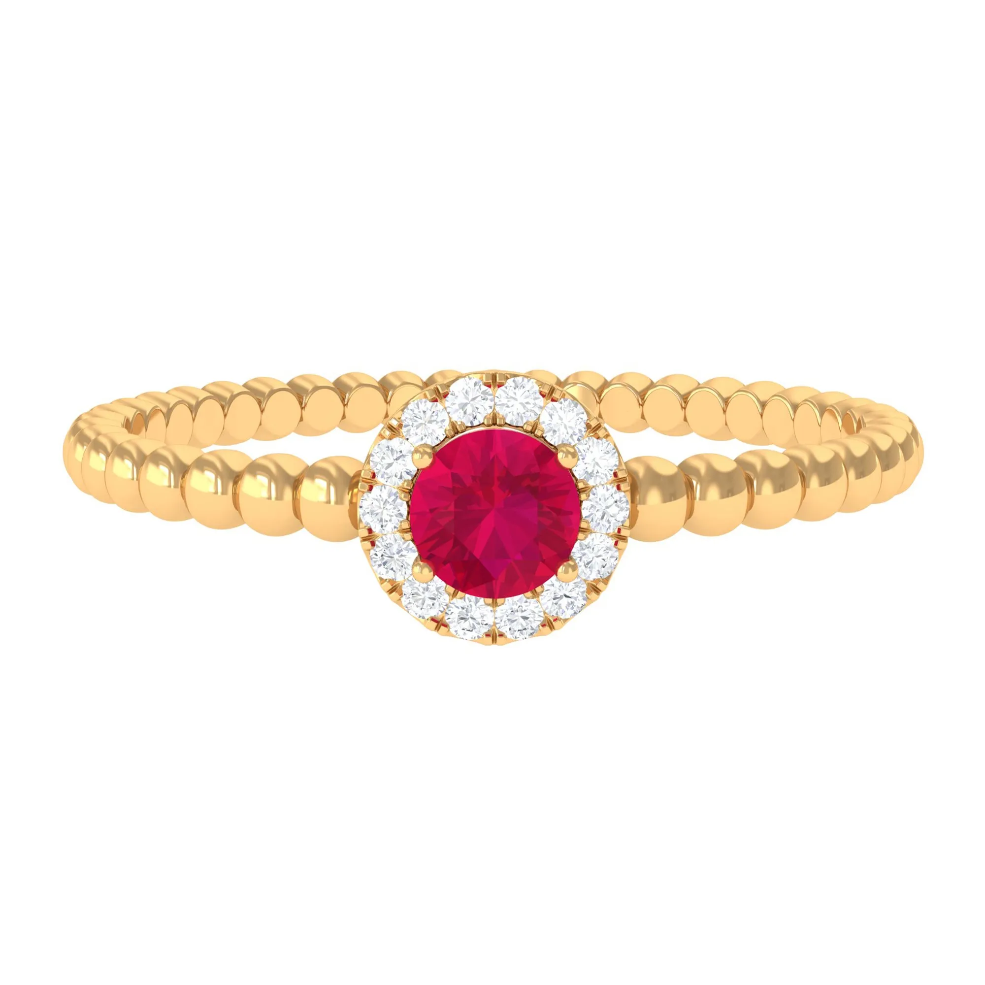 Minimal Ruby Promise Ring with Diamond Halo