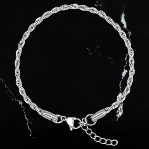 Minimal Silver Rope Chain Bracelet