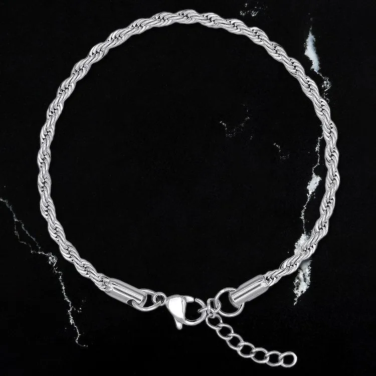 Minimal Silver Rope Chain Bracelet