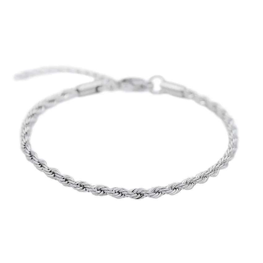 Minimal Silver Rope Chain Bracelet