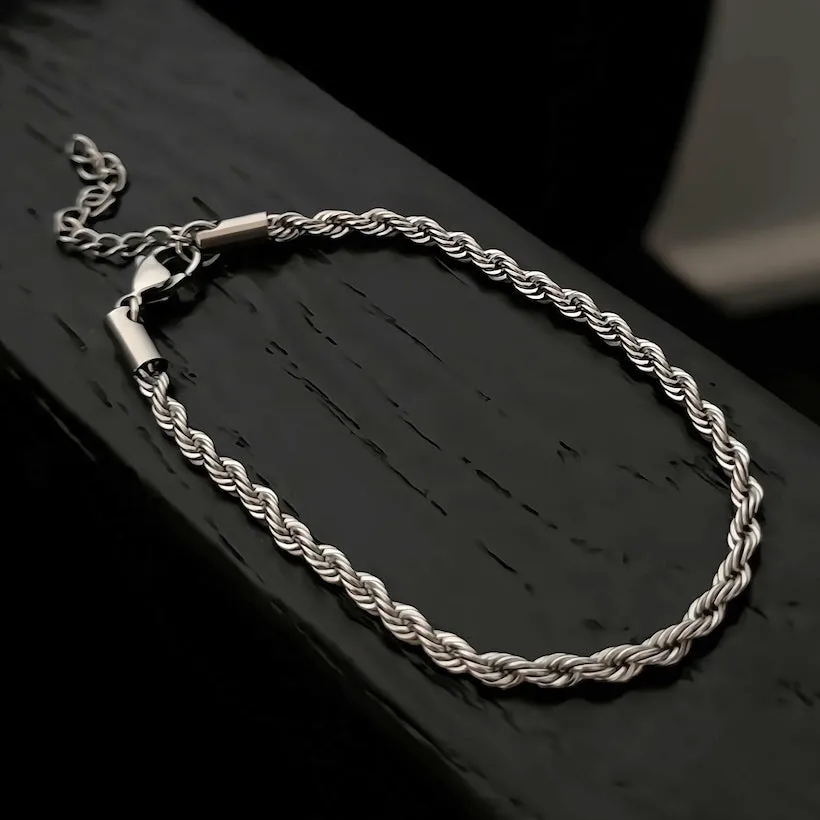 Minimal Silver Rope Chain Bracelet